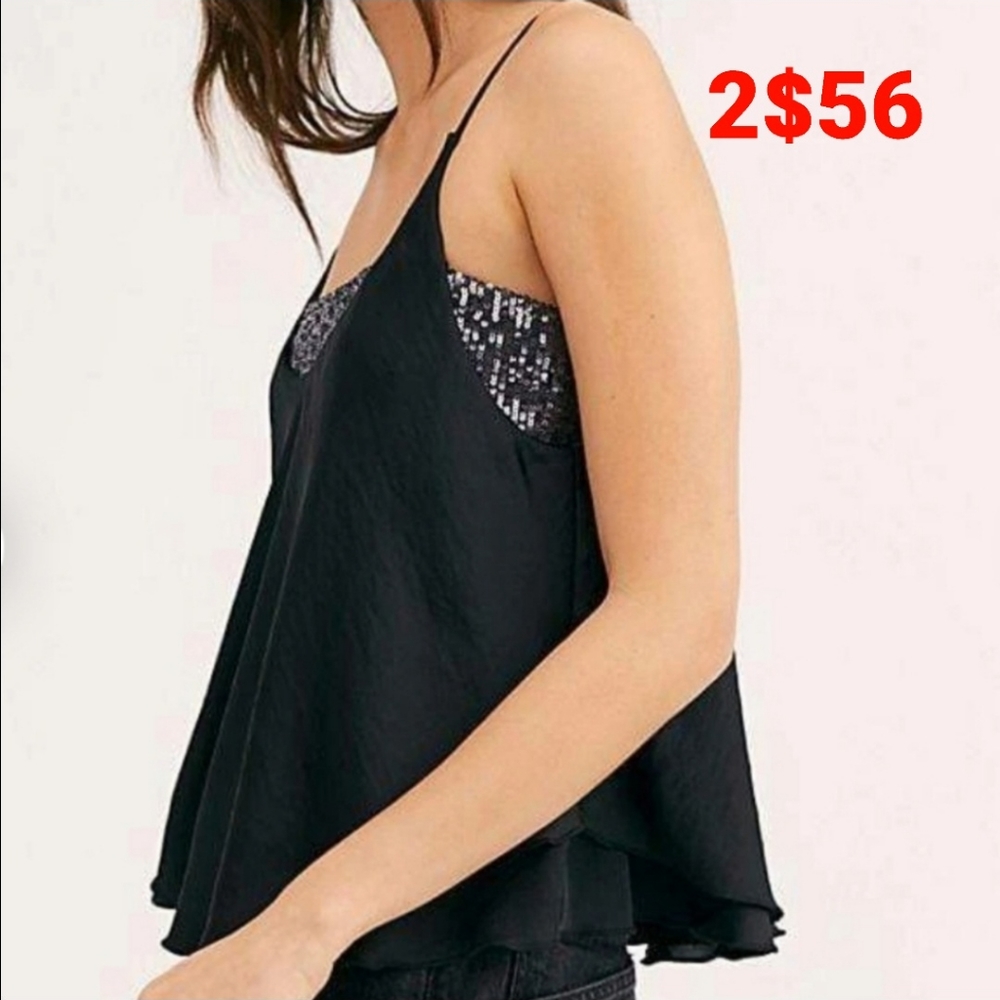 Free People Turn It On Black Cami - Picture 2 of 13